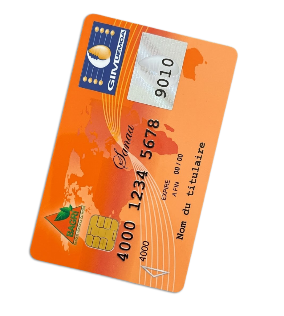 Carte bancaire BAGRI Sanaa, de couleur orange